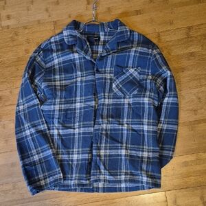 Nordstrom Blue and White Plaid Button-Down Shirt